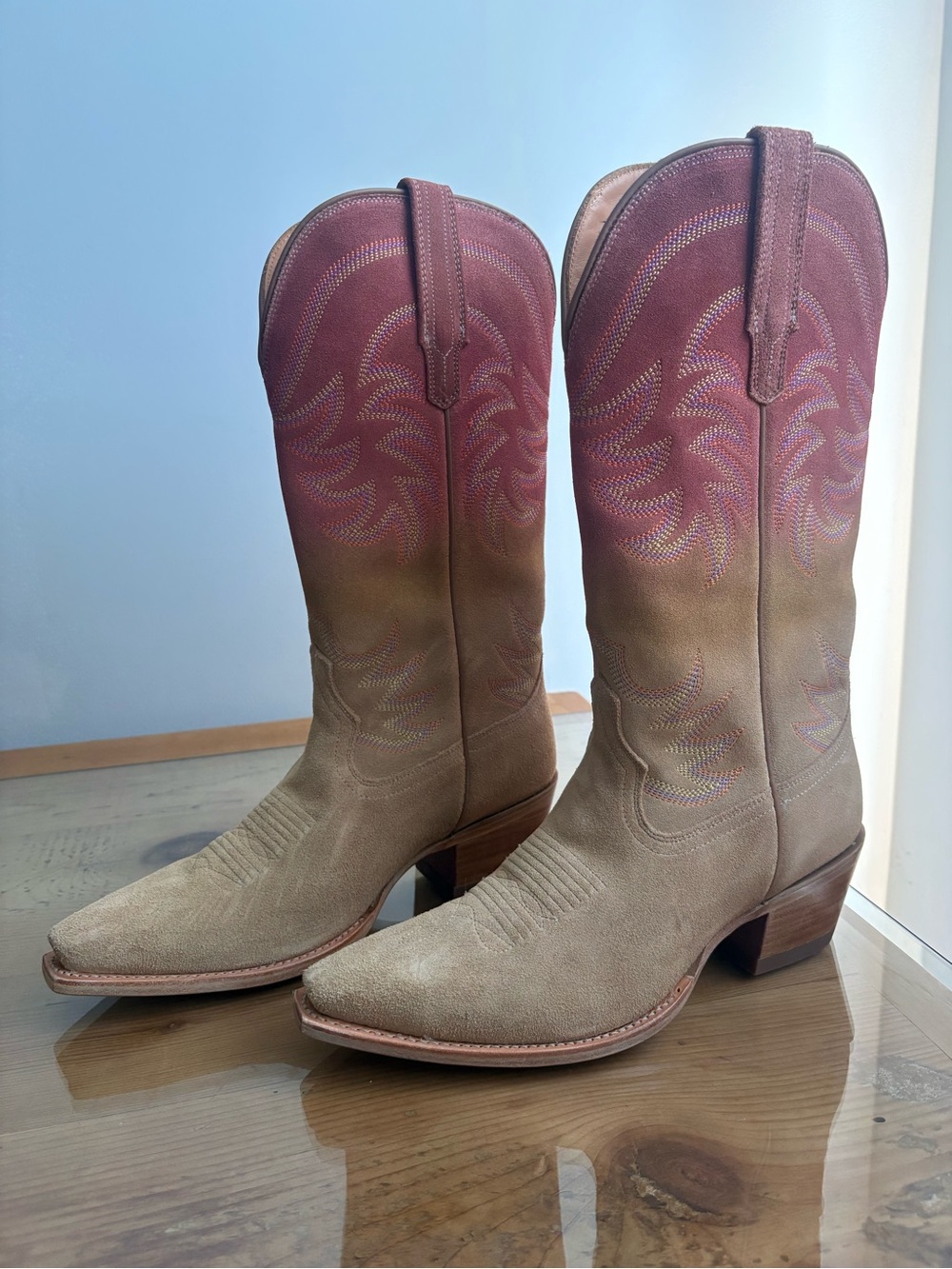 Tecovas The Annie Ombré Suede Western Leather Heeled Boots US 11